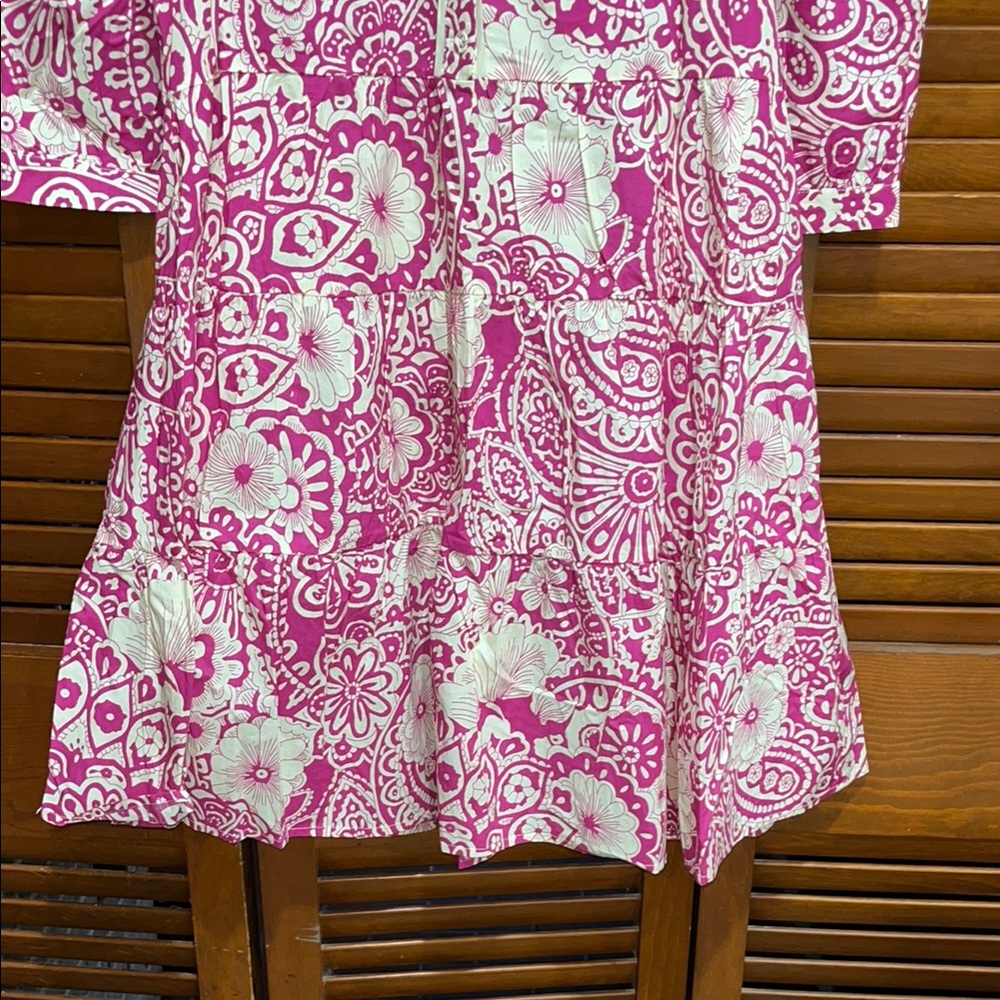 NWT Umgee Mini Dress Raspberry and Cream Floral Patterned Dress - Picture 7 of 12